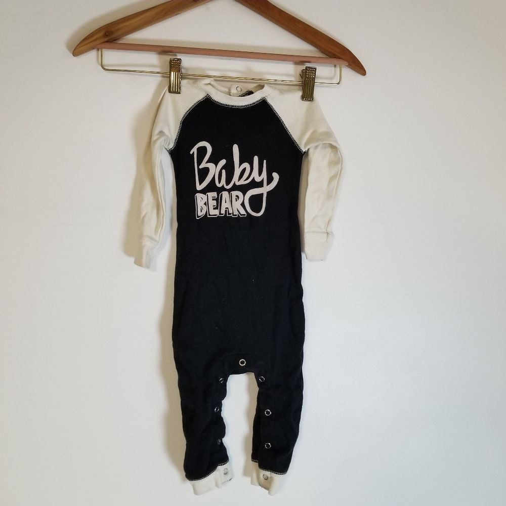 Flap Jack 12m black cream 1-pc Romper snap Baby Bear infant flapjacks outfit